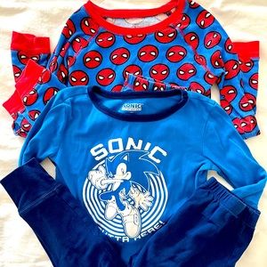 Sonic and Spider-Man boys ls pajamas - sz 10, 140cm